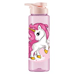 Garrafa de plastico 750ml unicornio glitter