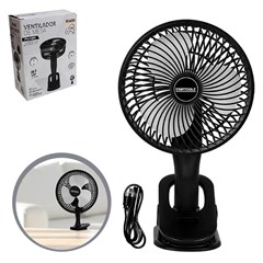 Ventilador portatil 5v 3 velocidades recarga usb bivolt preto ar0967