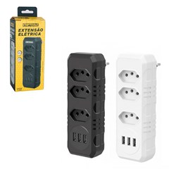 Extensao eletrica sem fio 3 tomadas 3 usb bivolt ar1019