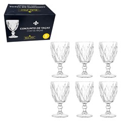 Cj taca vidro 330ml 6pcs diamond             cx:008