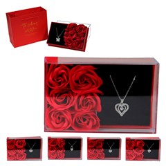 Caixa presente na sacola c/colar sort love/maes 13,5cm 7337 cx:120