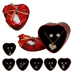 Caixa de presente c/colar e brinco sortidos love/maes 5cm 7339 cx:240
