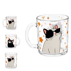 Caneca vidro 335ml gatinhos                  cx:048