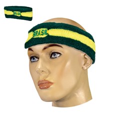 Faixa de cabelo bordado brasil verde e amarelo