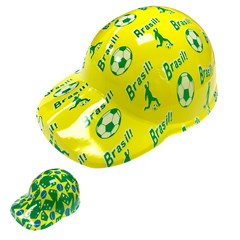 Chapeu plastico brasil verde e amarelo com 12 unidades