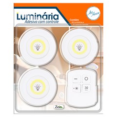 Luminaria led adesiva 3pcs com controle a bateria cx:024