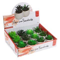 Vaso ceram branco c/suculenta 20cm           cx:00096
