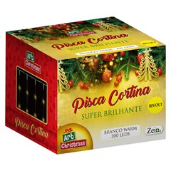 Pisca cortina 200 leds 10 fios 2m branco