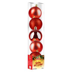 Bola tb lisa 8cm 5pcs vermelha