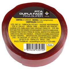 Fita dupla face 2,5x1mt fixa super               cx:144