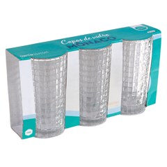 Copo vidro monaco 300ml 3pcs                     cx:008