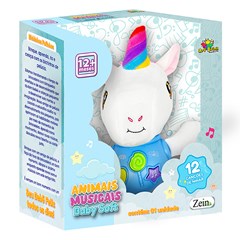 Unicornio pelucia c/som e luz 22cm           cx:006