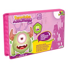 Kit escolar maleta c/31 pcs rosa             cx:00048