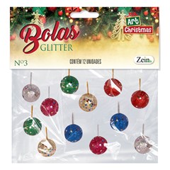 Bola saq glitter 3cm 12pcs