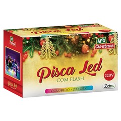 Pisca 200 leds c/flash color 20m 220v        cx:020