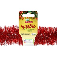 Festao metalizado com brilho 9cmx2m vermelho cx:050