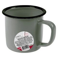 Caneca esmaltada cinza 150ml                 cx:192