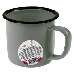 Caneca esmaltada cinza 350ml                 cx:072