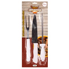 Kit churrasco 3pcs cabo plastico        cx:024