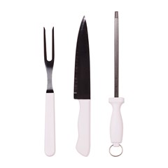 Kit churrasco 3pcs cabo plastico        cx:024