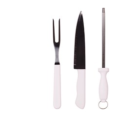 Kit churrasco 3pcs cabo plastico        cx:024