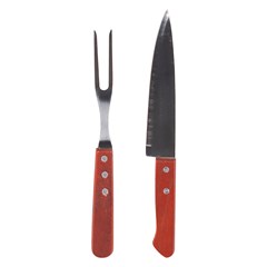 Kit churrasco 2pcs cabo madeira         cx:024