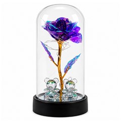 Rosas na cupula metalizda c/led e urso 15cm  cx:036