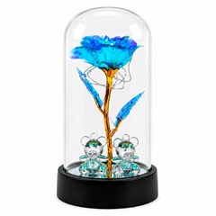 Rosas na cupula metalizda c/led e urso 15cm  cx:036