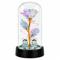 Rosas na cupula metalizda c/led e urso 15cm  cx:036