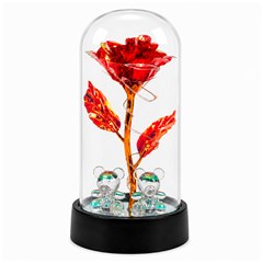 Rosas na cupula metalizda c/led e urso 15cm  cx:036
