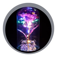 Rosas na cupula metalizda c/led e urso 15cm  cx:036