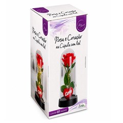 Rosas na cupula c/led coracao love 19,5cm      cx:024