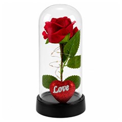 Rosas na cupula c/led coracao love 19,5cm      cx:024