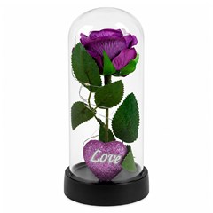 Rosas na cupula c/led coracao love 19,5cm      cx:024