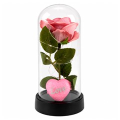 Rosas na cupula c/led coracao love 19,5cm      cx:024