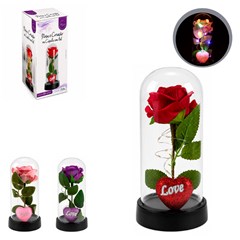 Rosas na cupula c/led coracao love 19,5cm      cx:024