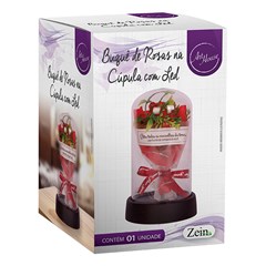 Rosas na cupula c/led buque 15cm