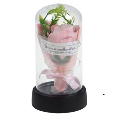 Rosas na cupula c/led buque 15cm