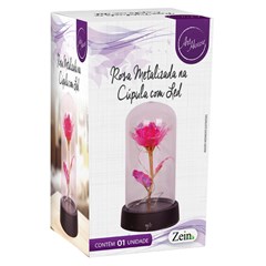 Rosas na cupula metalizada c/led 15cm