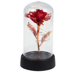 Rosas na cupula metalizada c/led 15cm