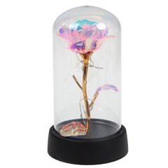 Rosas na cupula metalizada c/led 15cm