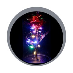 Rosas na cupula metalizada c/led 15cm