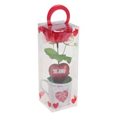 Mini caneca ceram c/rosa love  20cm