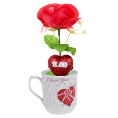 Mini caneca ceram c/rosa love  20cm