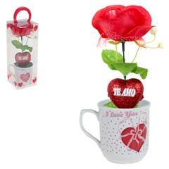 Mini caneca ceram c/rosa love  20cm