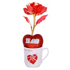 Mini caneca ceram c/rosa love  metalizada 20
