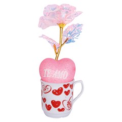Mini caneca ceram c/rosa love  metalizada 20