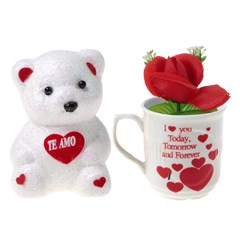 Mini caneca ceram com urso love 12cm         cx:036