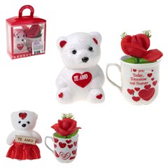 Mini caneca ceram com urso love 12cm         cx:036