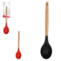 Colher silic cabo madeira 29cm             cx:048